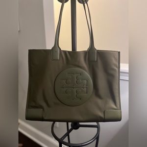Tory Burch Ella Tote Bag like new green leccio, full size